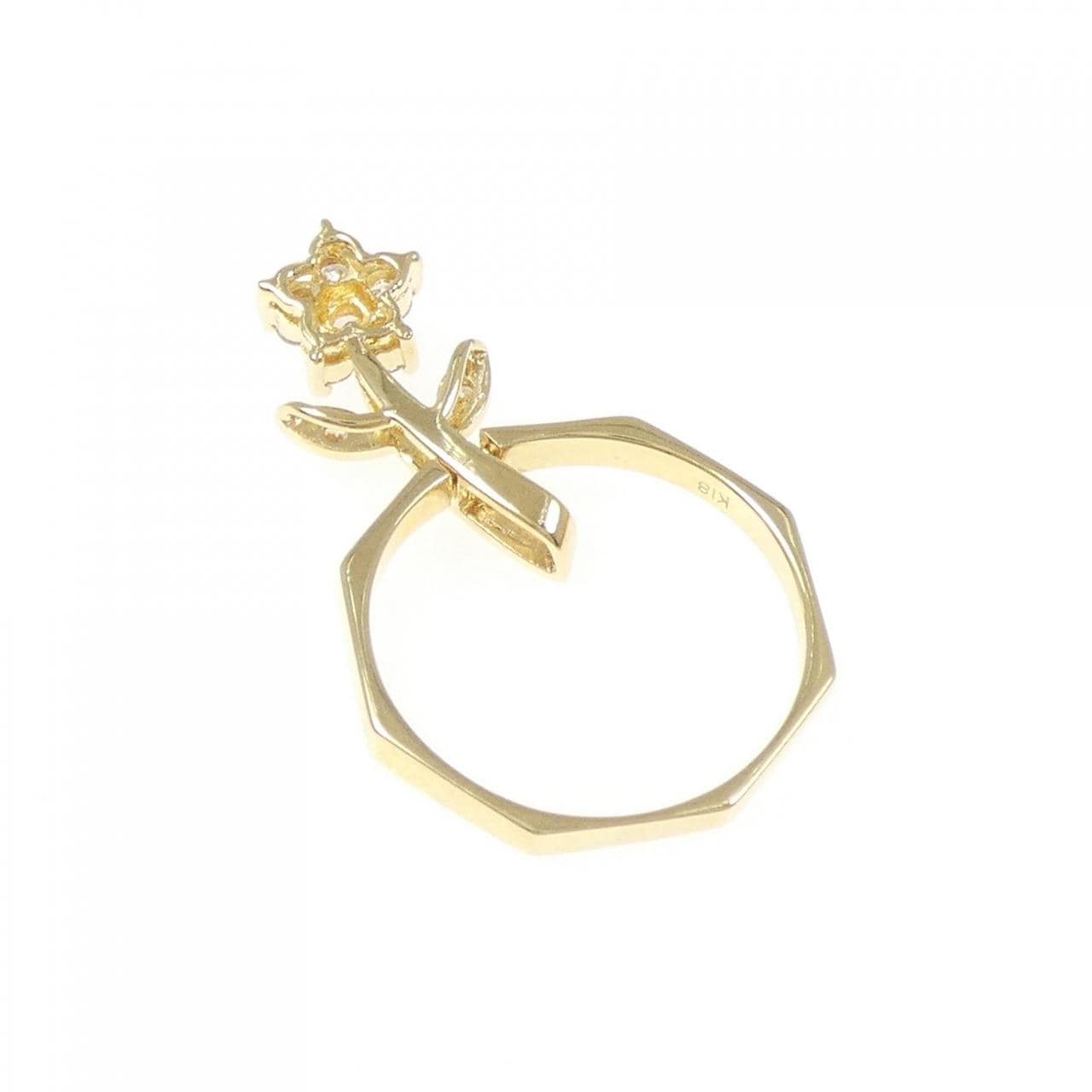 K18YG フラワー ダイヤモンド リング 0.32CT