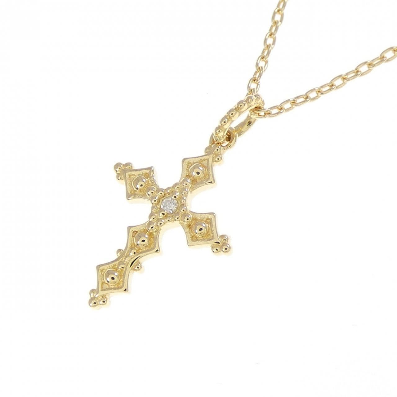K18YG クロス ダイヤモンド ネックレス 0.005CT