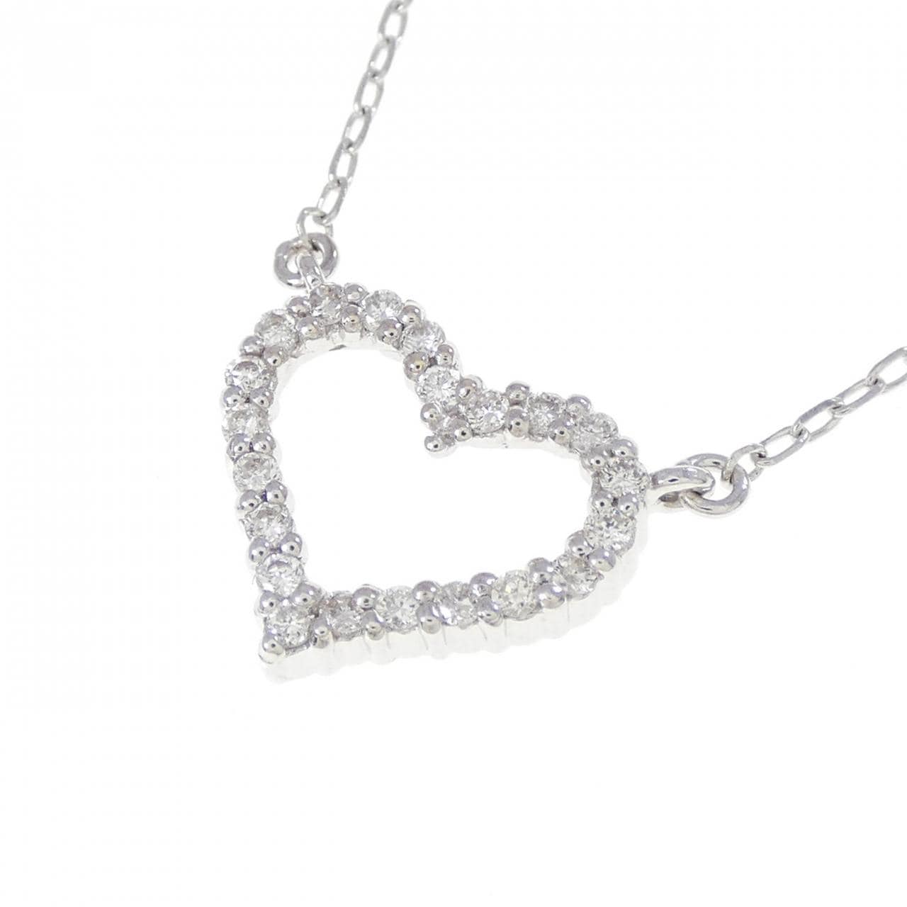 K18WG ハート ダイヤモンド ネックレス 0.19CT