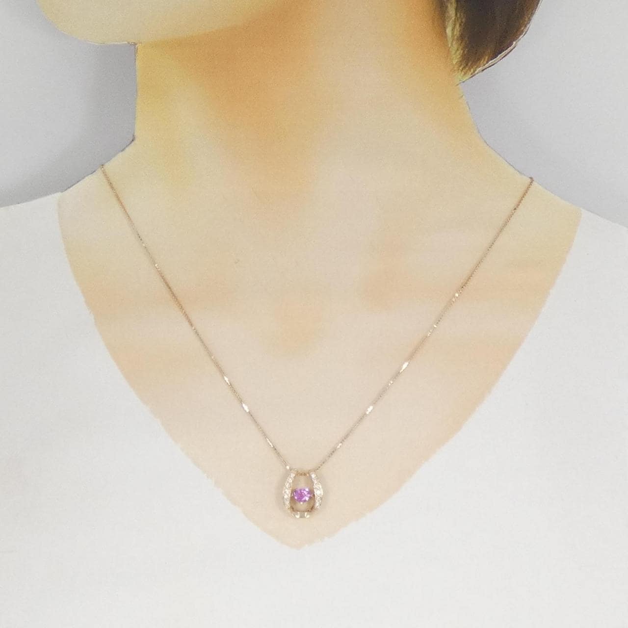 K18PG ハート サファイヤ ネックレス 0.45CT