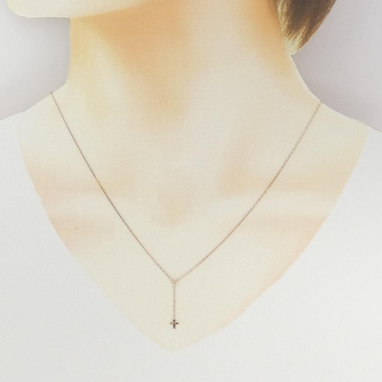 K10PG クロス ダイヤモンド ネックレス 0.01CT