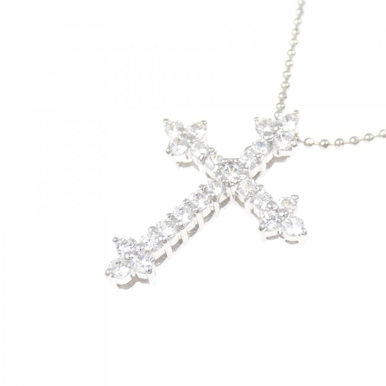 K18WG クロス キュービック ネックレス