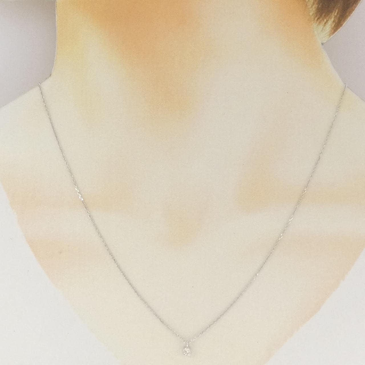 K18WG ソリティア ダイヤモンド ネックレス 0.10CT