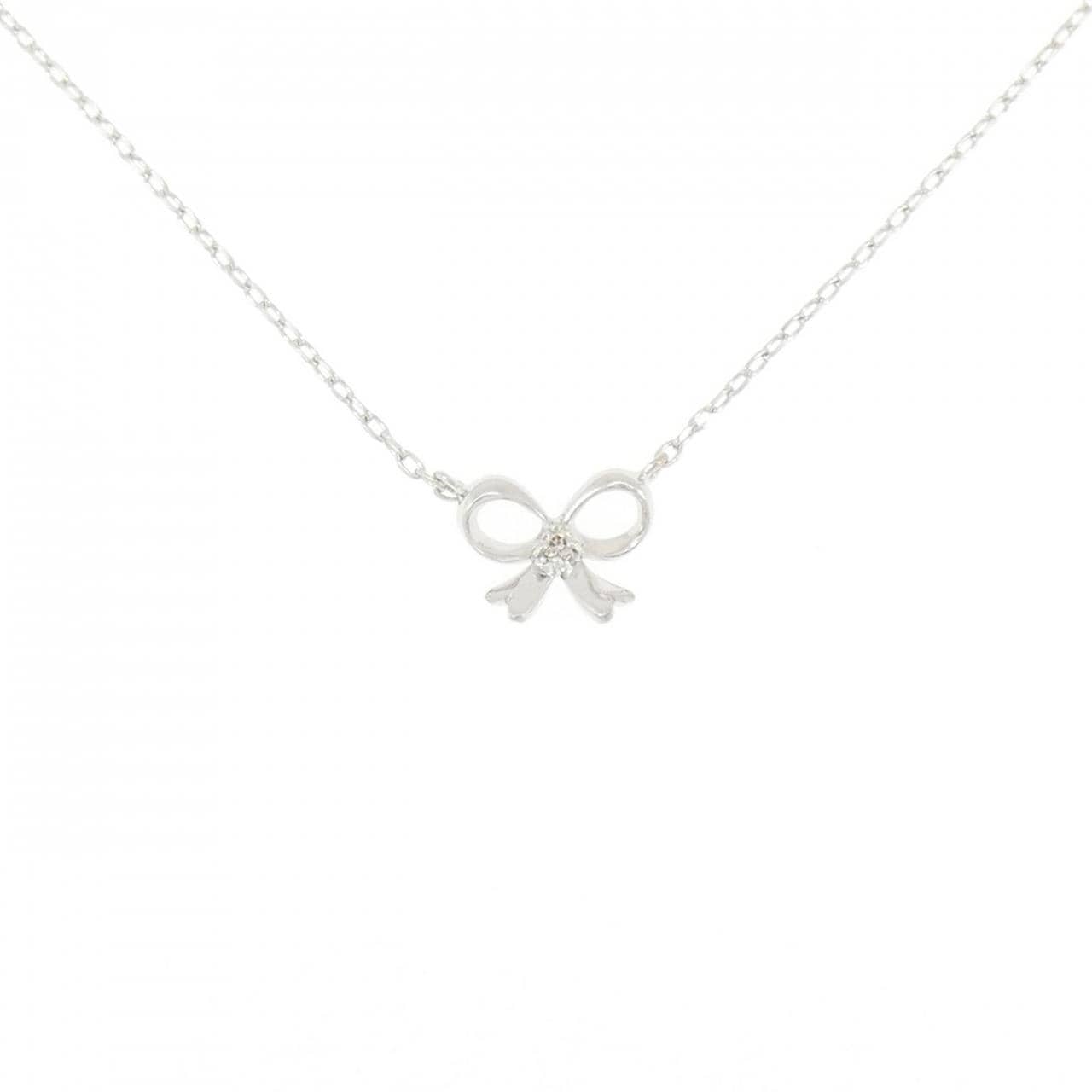 K14WG リボン ダイヤモンド ネックレス 0.01CT
