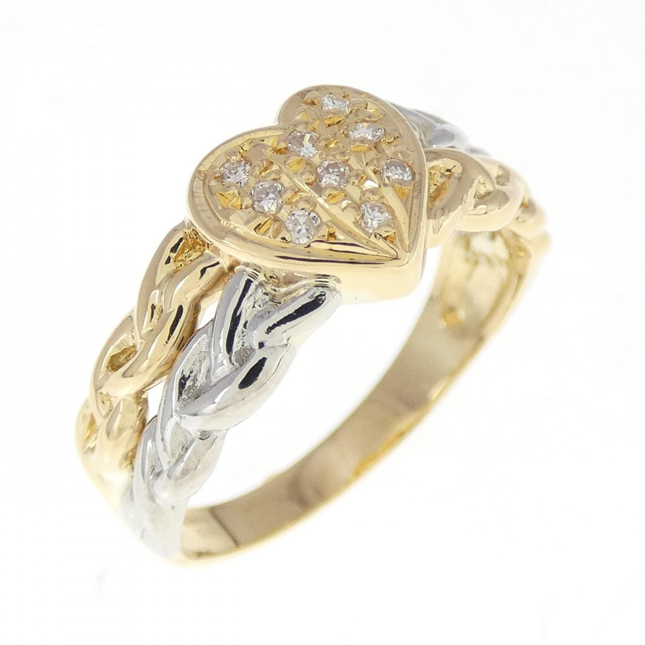 K18YG/PT heart Diamond ring