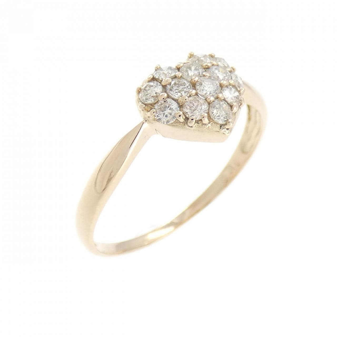 K18PG ハート パヴェ ダイヤモンド リング 0.30CT
