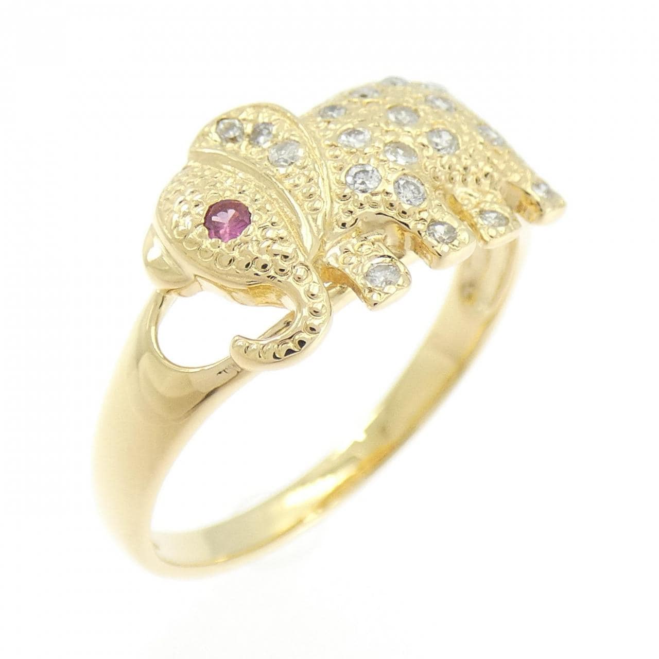 K18YG エレファント ルビー リング