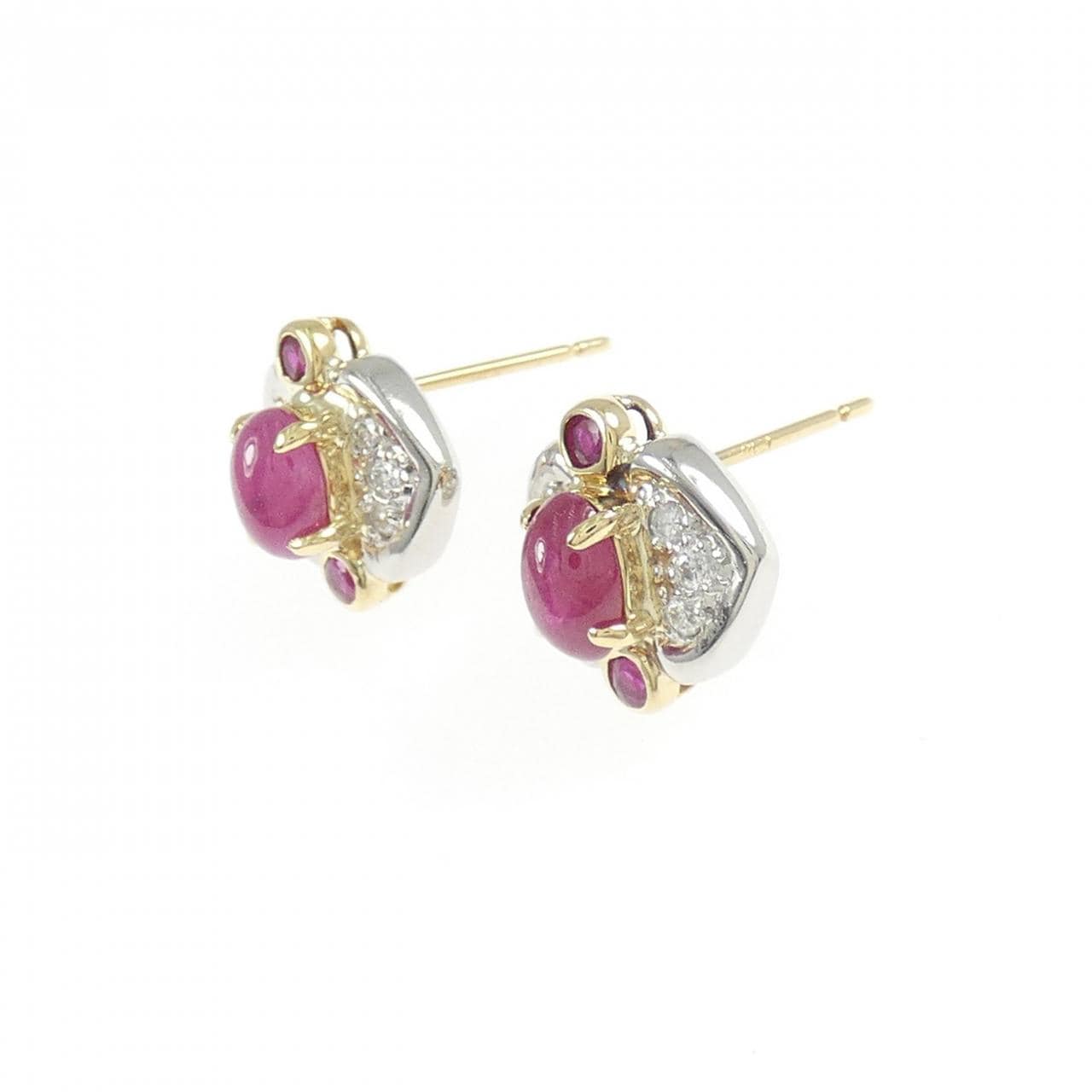 K18YG/PT900 ルビー ピアス 1.44CT