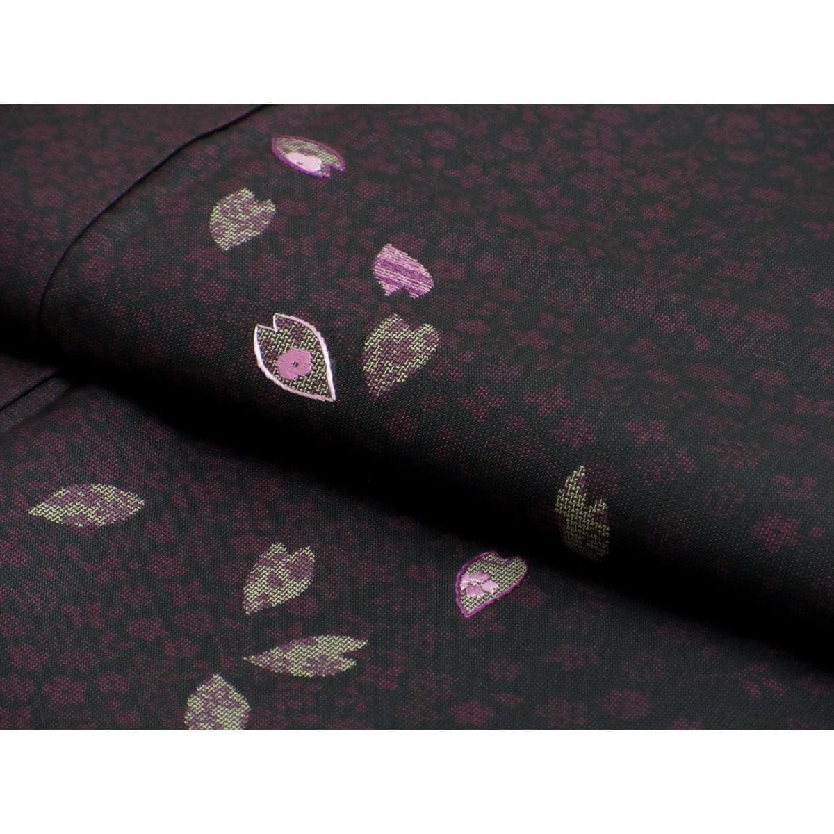紬　縞大島紬　琉球貝紫　刺繍入り