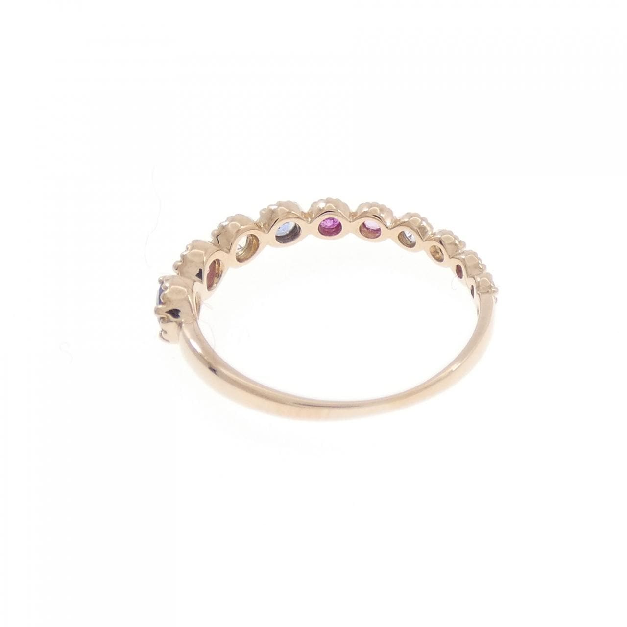 K18PG カラーストーン ピンキーリング