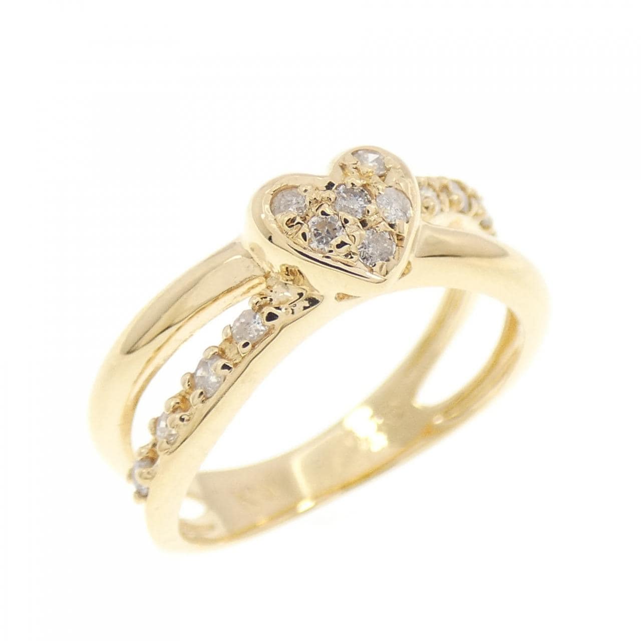 K18YG ハート ダイヤモンド ピンキー リング 0.13CT