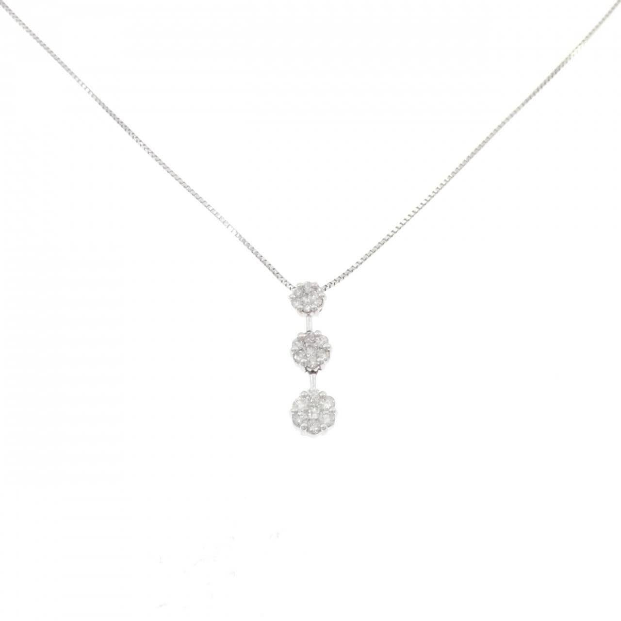 PT900/PT850 フラワー ダイヤモンド ネックレス 0.50CT
