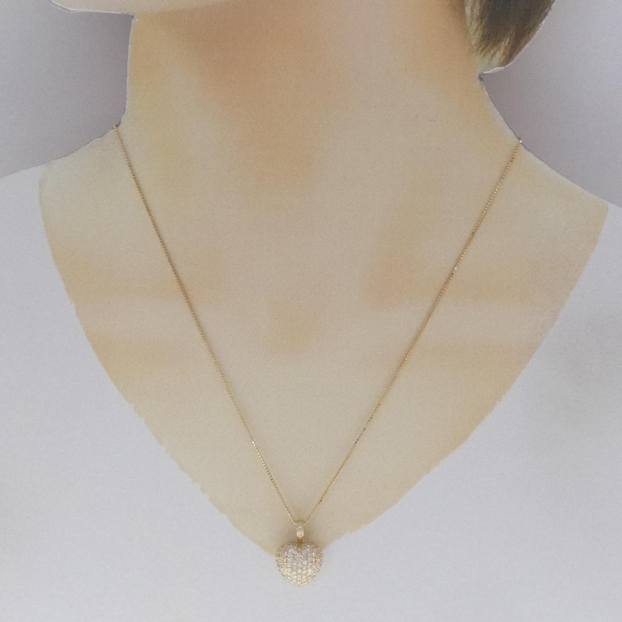 K18YG ハート パヴェ ダイヤモンド ネックレス 1.04CT