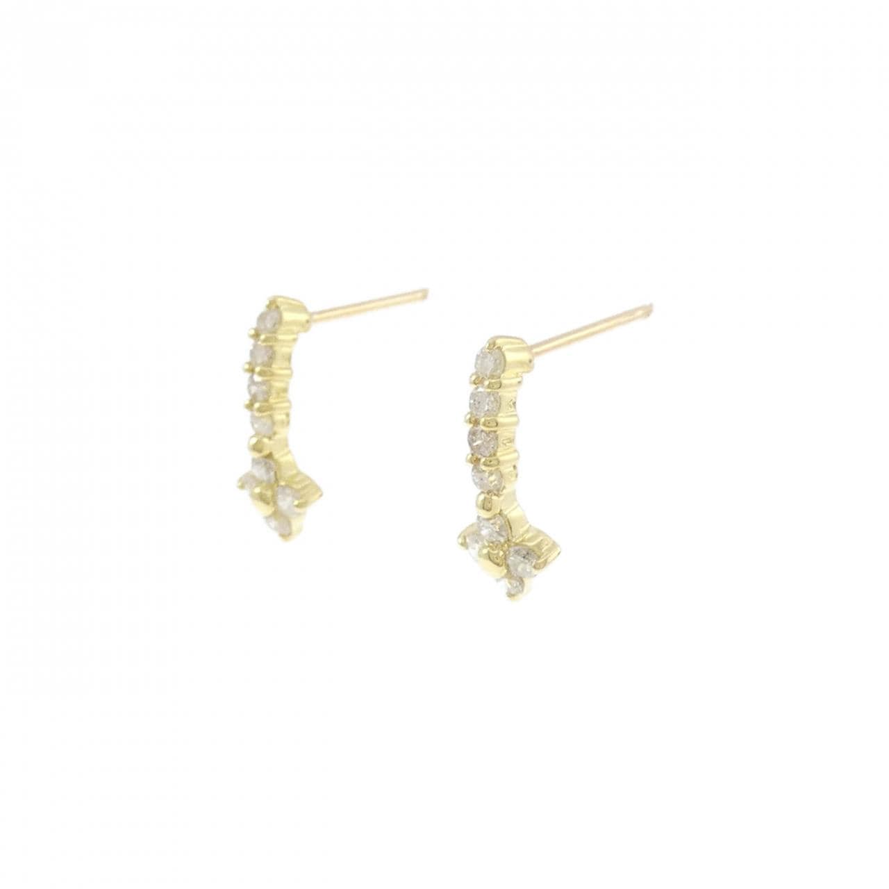 K18YG フラワー ダイヤモンド ピアス 0.30CT