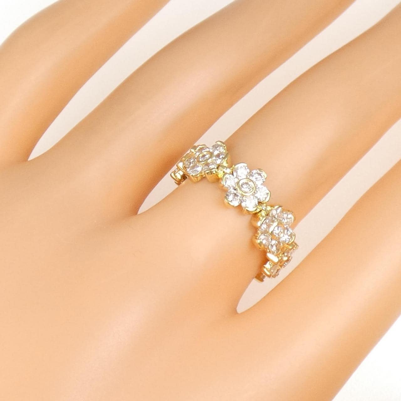 K18YG フラワー ダイヤモンド リング 1.50CT