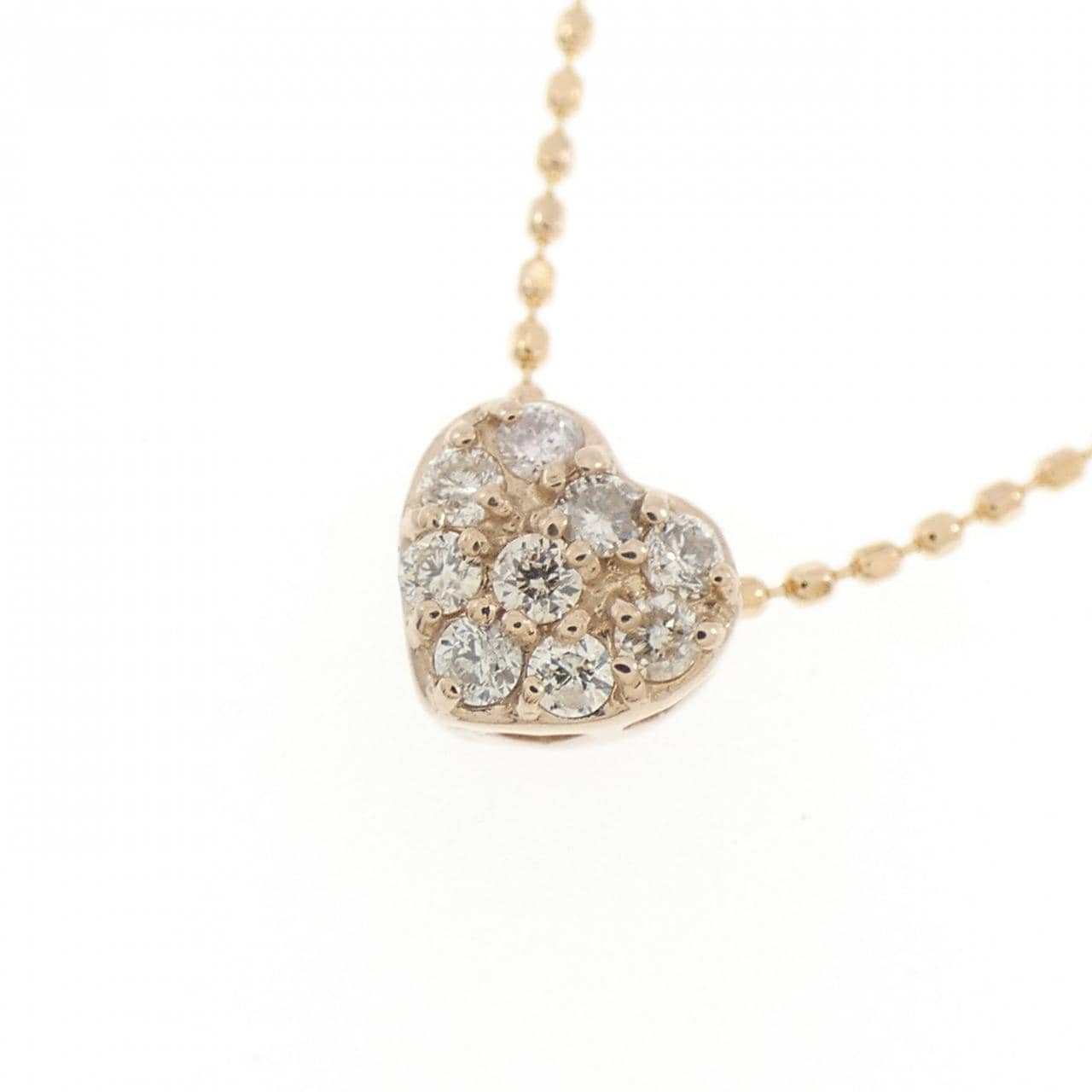 K18PG ハート ダイヤモンド ネックレス 0.13CT