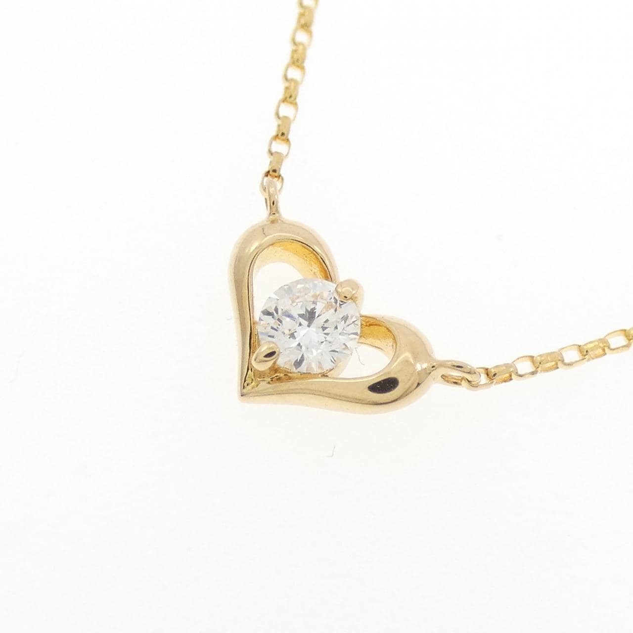 K18YG ハート ダイヤモンド ネックレス 0.13CT