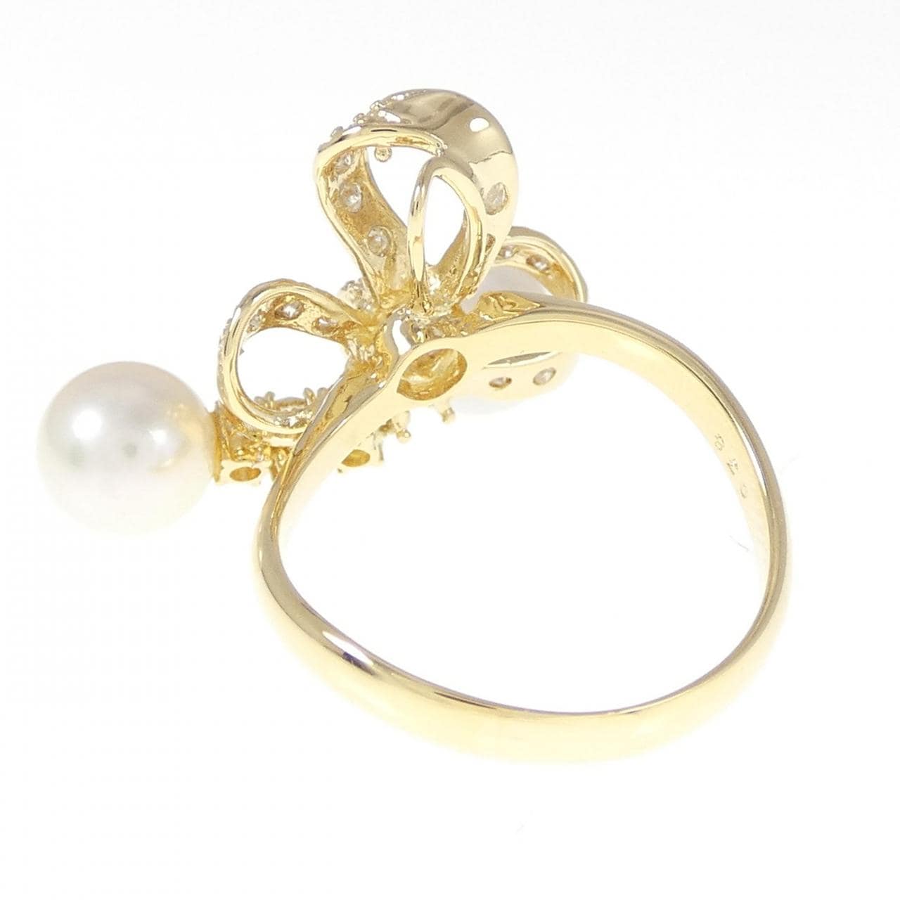 K18YG Ribbon Akoya Pearl Ring