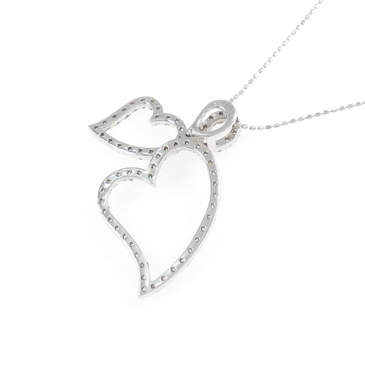 K18WG ハート ダイヤモンド ネックレス 1.00CT