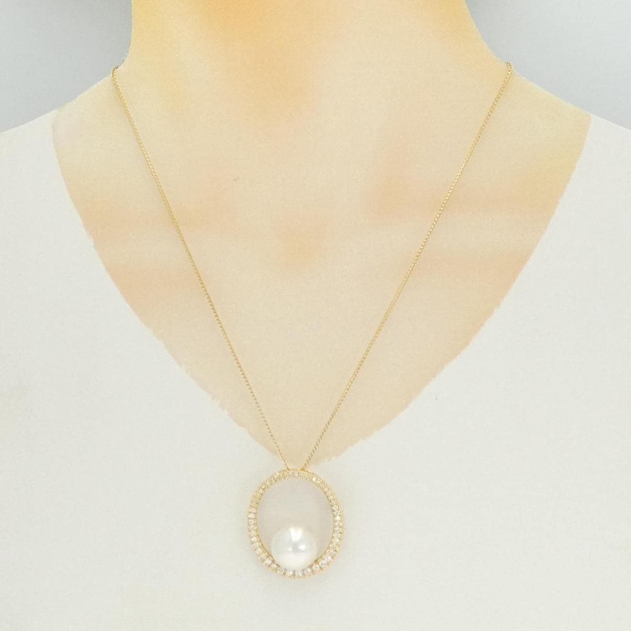 K18YG 白蝶パール ネックレス 14.8mm