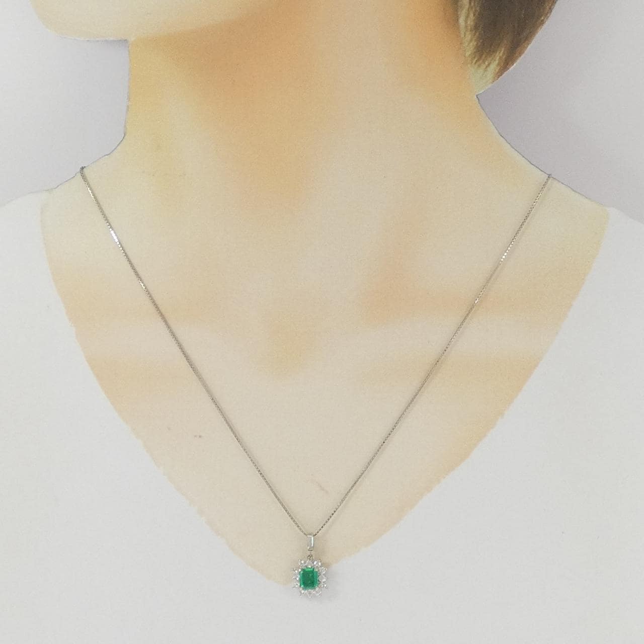 PT900/PT850 エメラルド ネックレス 0.70CT
