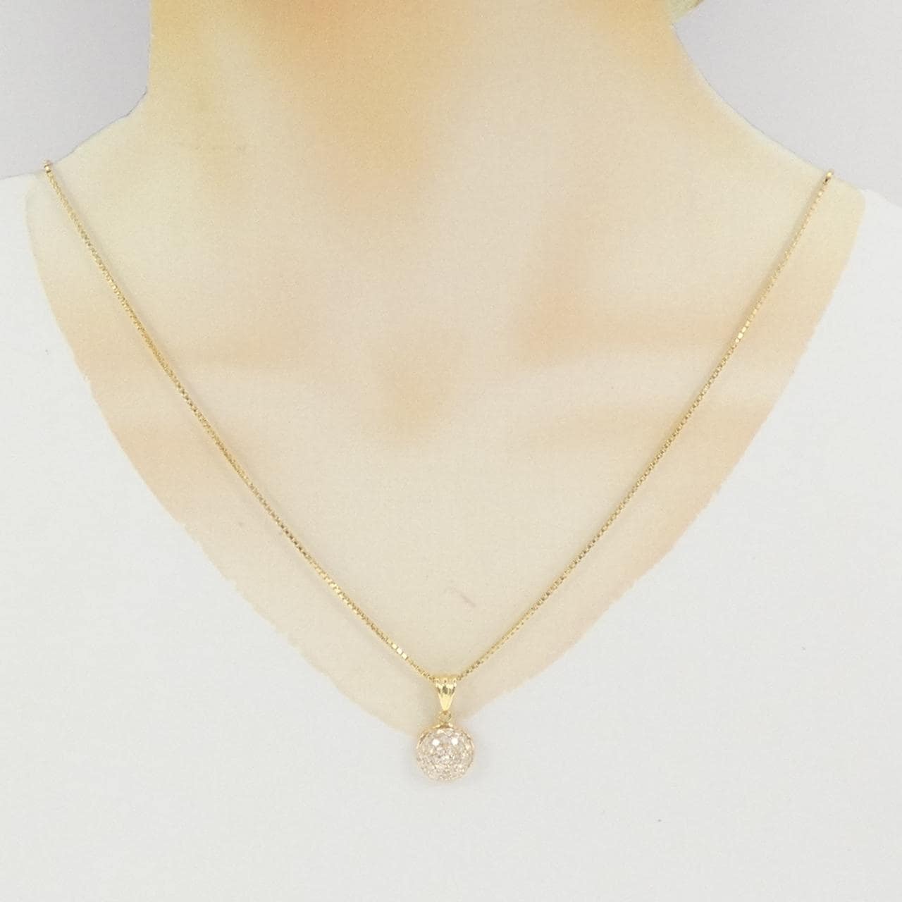 K18YG パヴェ ダイヤモンド ネックレス 0.84CT