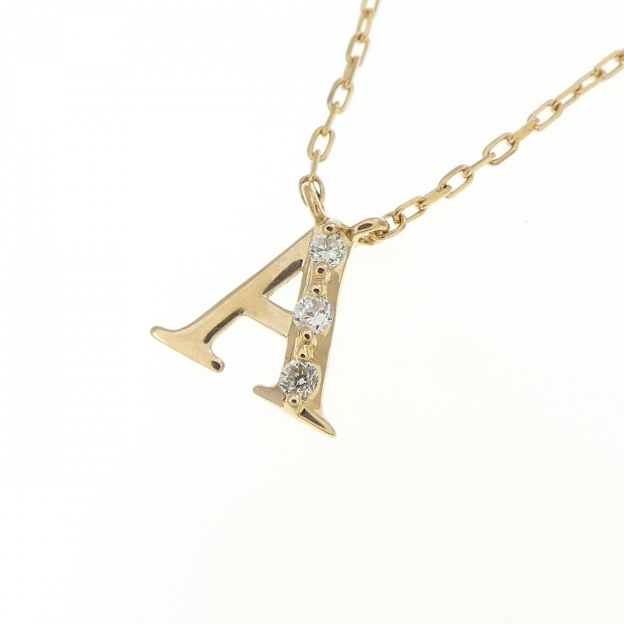 K18YG イニシャルA ダイヤモンド ネックレス