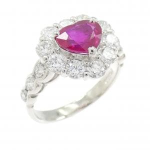 PT900 ハート ルビー リング 1.134CT
