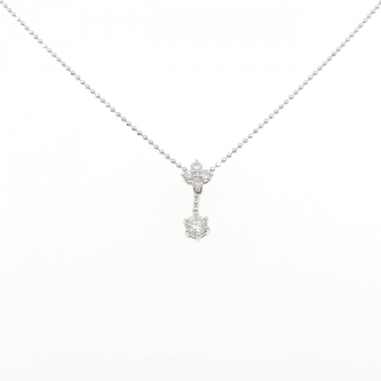 PT900/PT850 フラワー ダイヤモンド ネックレス 0.323CT