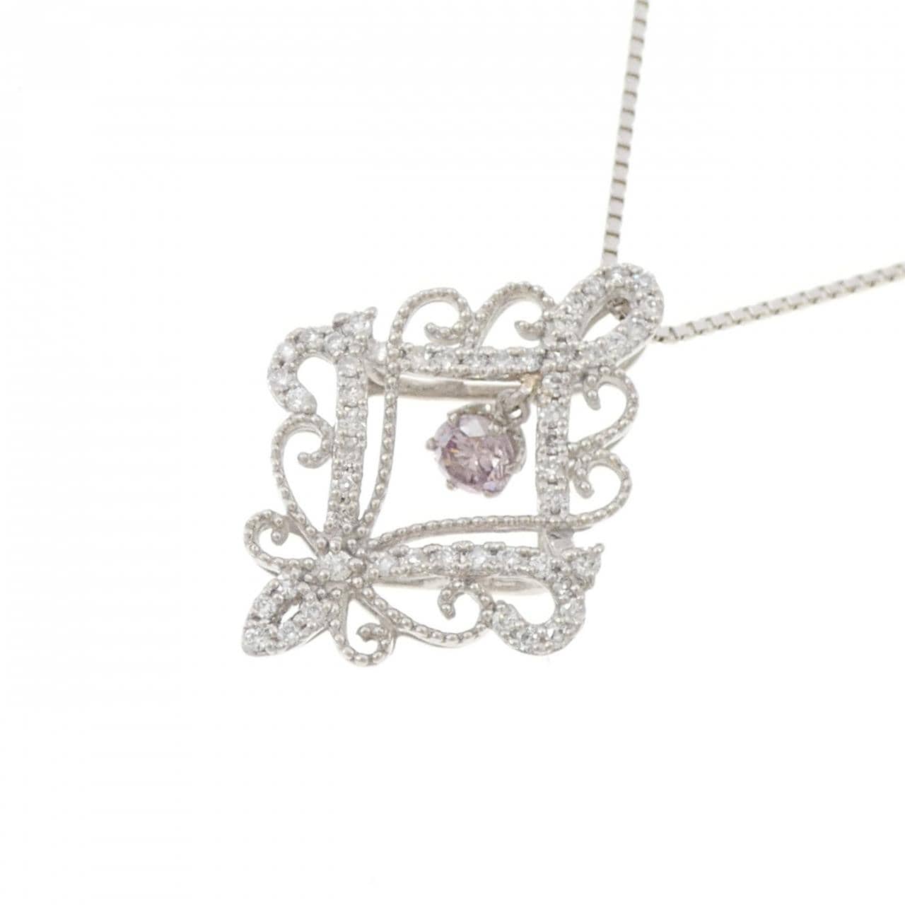 PT900/PT850 ピンクダイヤモンド ネックレス 0.20CT