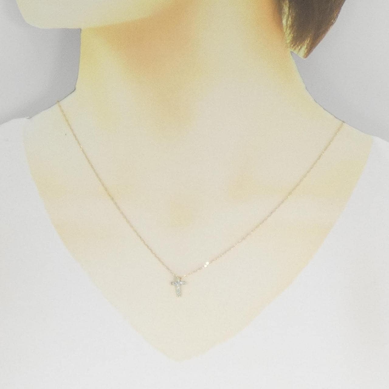 K18YG クロス ダイヤモンド ネックレス 0.1CT
