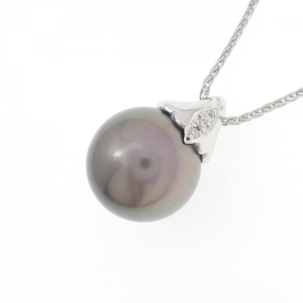 K18WG 黒蝶パール ネックレス 12.4mm