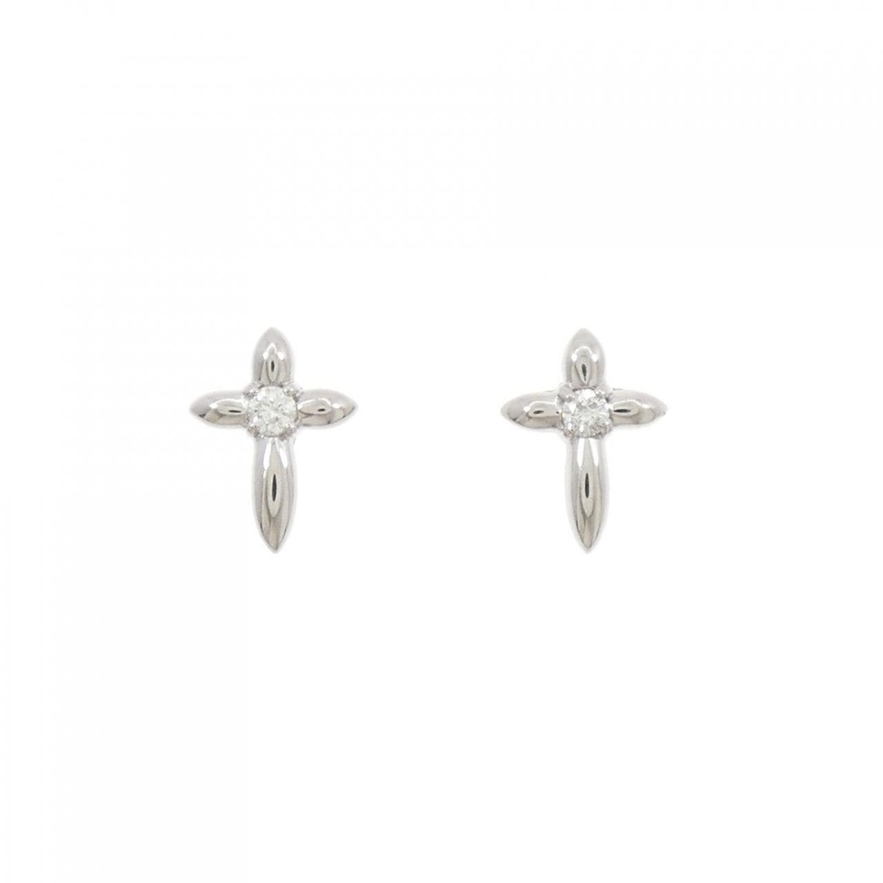 PT850 クロス ダイヤモンド ピアス 0.08CT