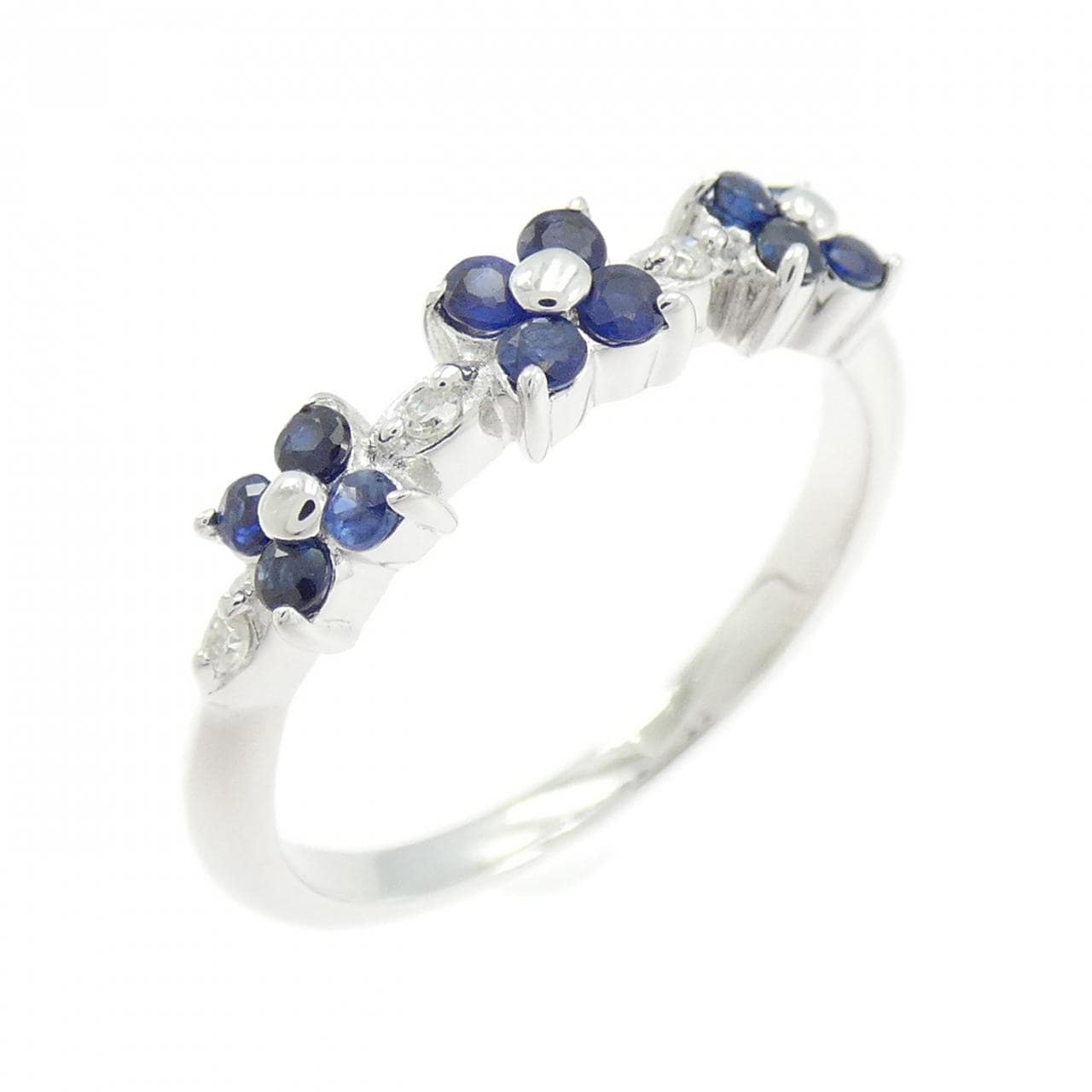 K14WG フラワー サファイヤ リング