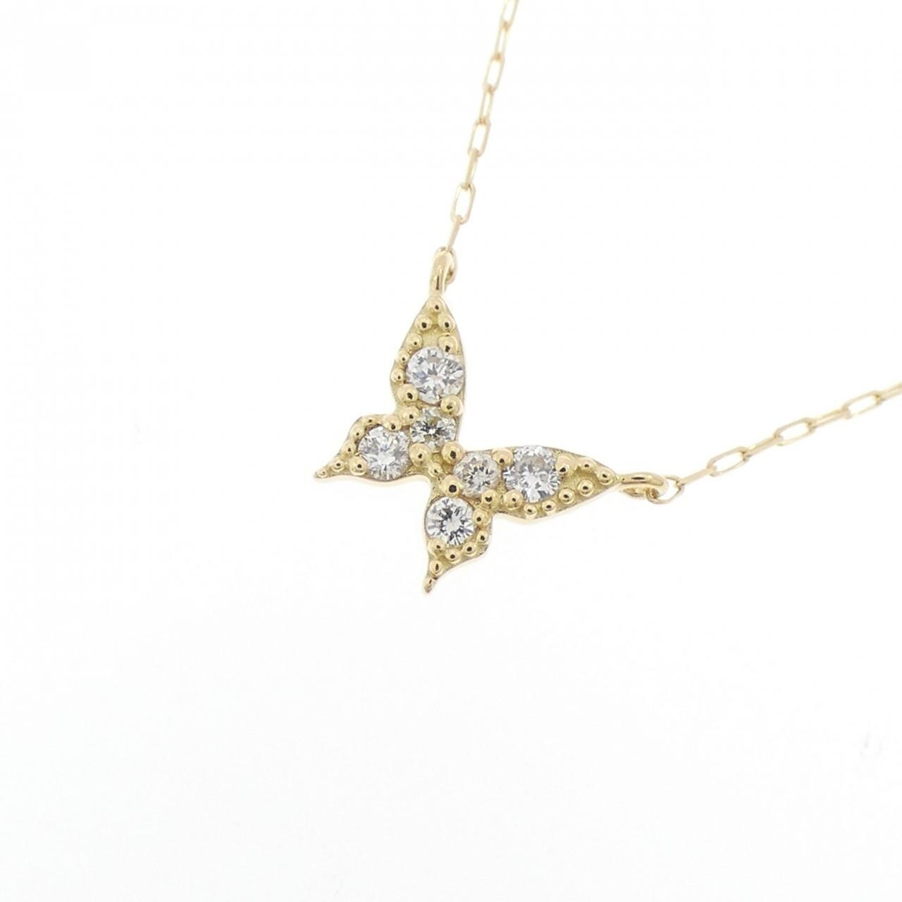 【新品】K18YG バタフライ ダイヤモンド ネックレス 0.05CT