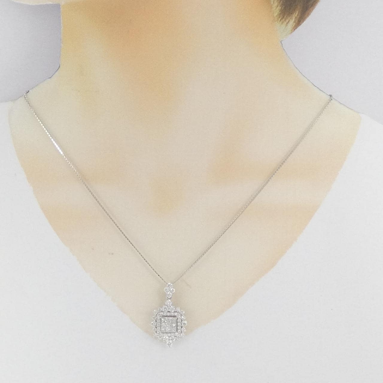 K18WG ダイヤモンド ネックレス 2.00CT