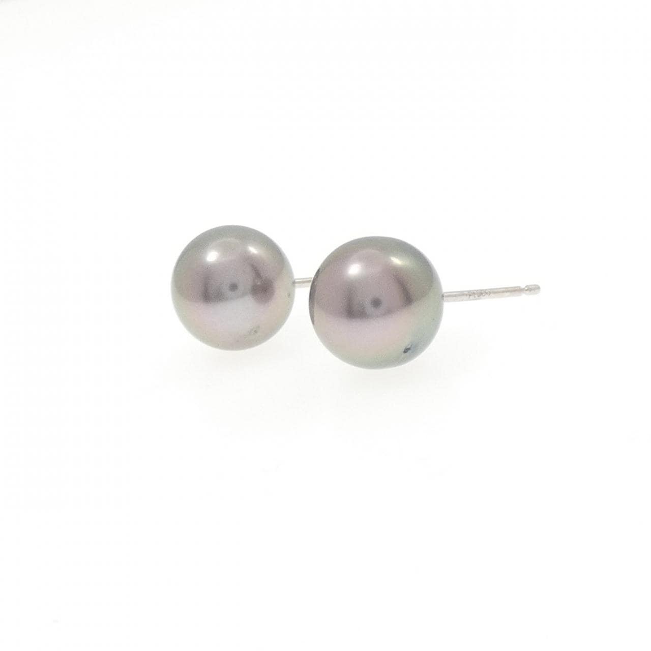 PT900 黒蝶パール ピアス 8.8mm