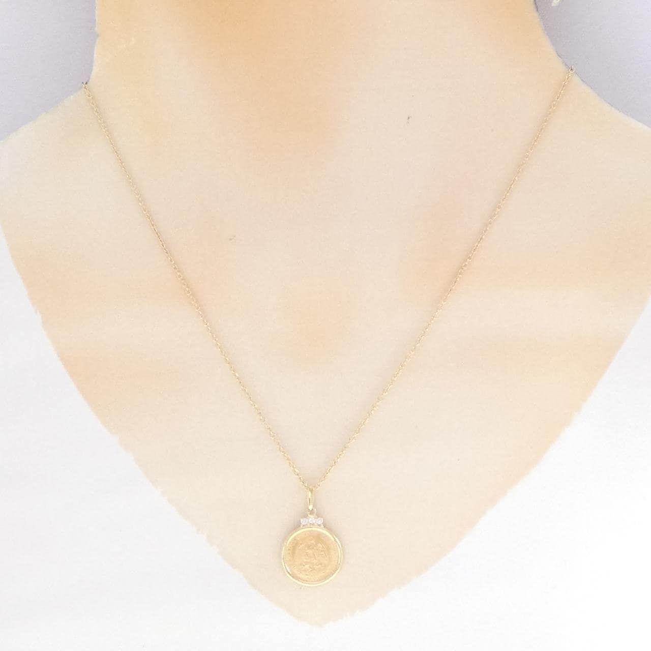 K18YG(枠) ダイヤモンド コイン ネックレス 0.04CT