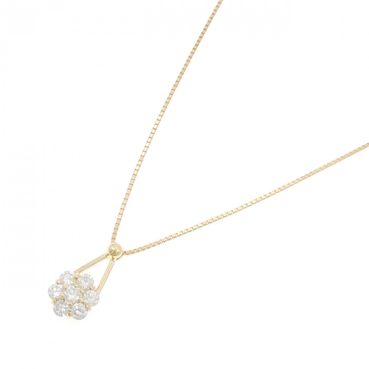K18YG フラワー ダイヤモンド ネックレス 1.00CT