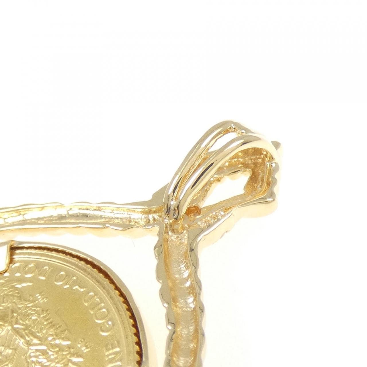 K18YG(枠) ダイヤモンド コイン ペンダント 0.13CT