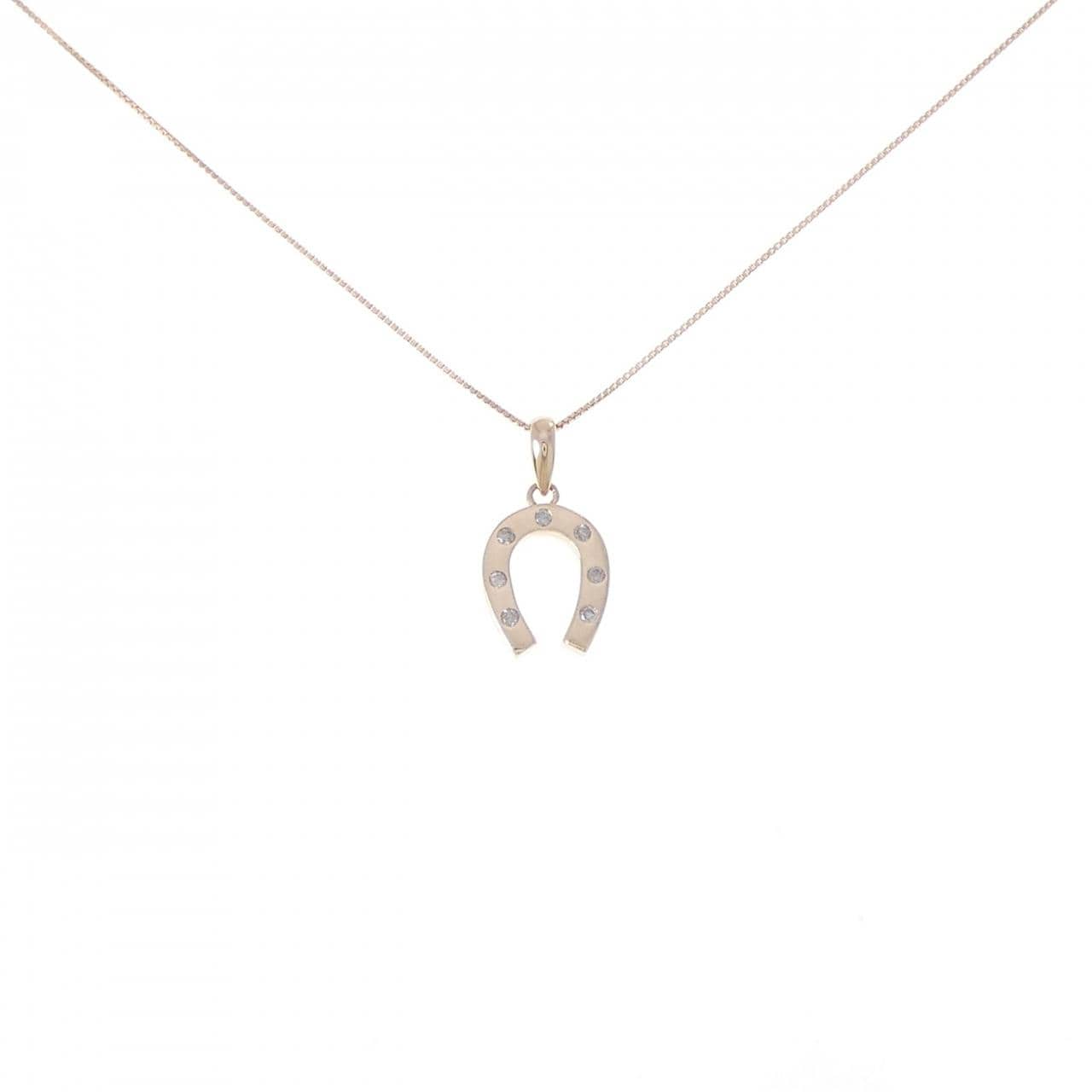 K10PG ホースシュー ダイヤモンド ネックレス 0.07CT