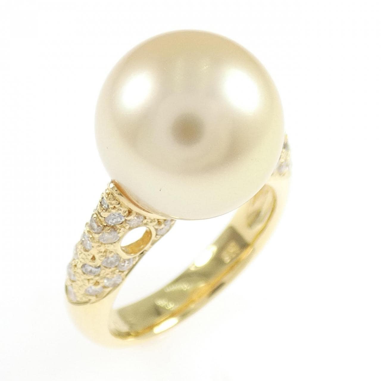 K18YG 白蝶パール リング 12.4mm