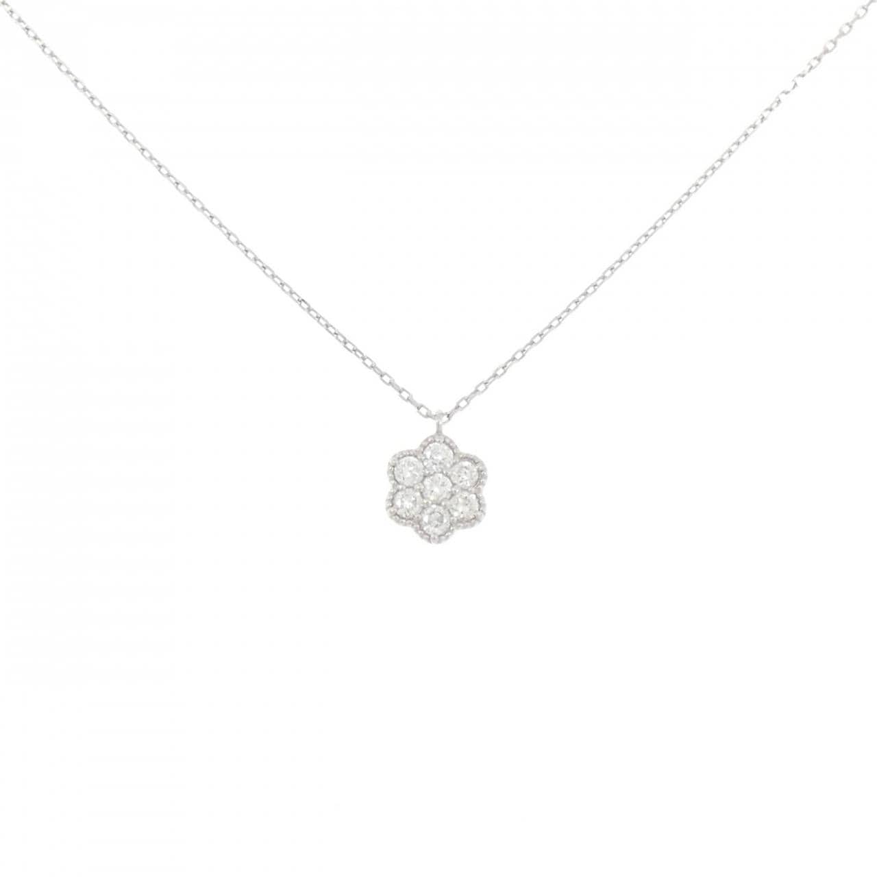 PT900/PT850 フラワー ダイヤモンド ネックレス 0.15CT