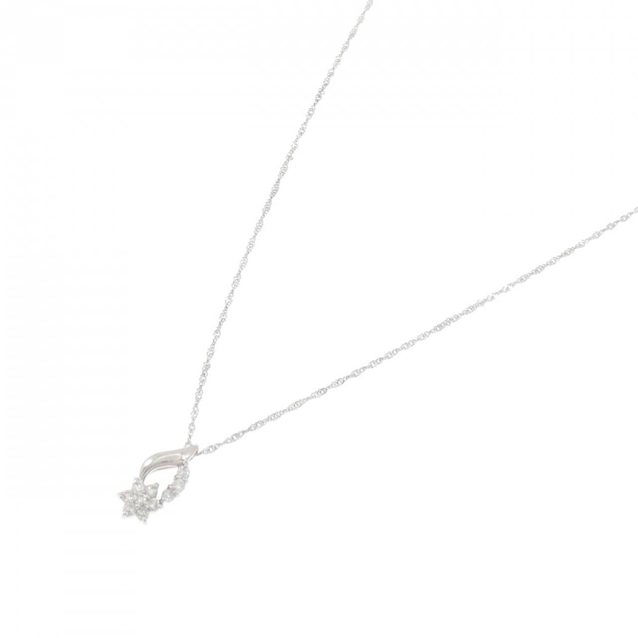 PT900/PT850 フラワー ダイヤモンド ネックレス 0.20CT