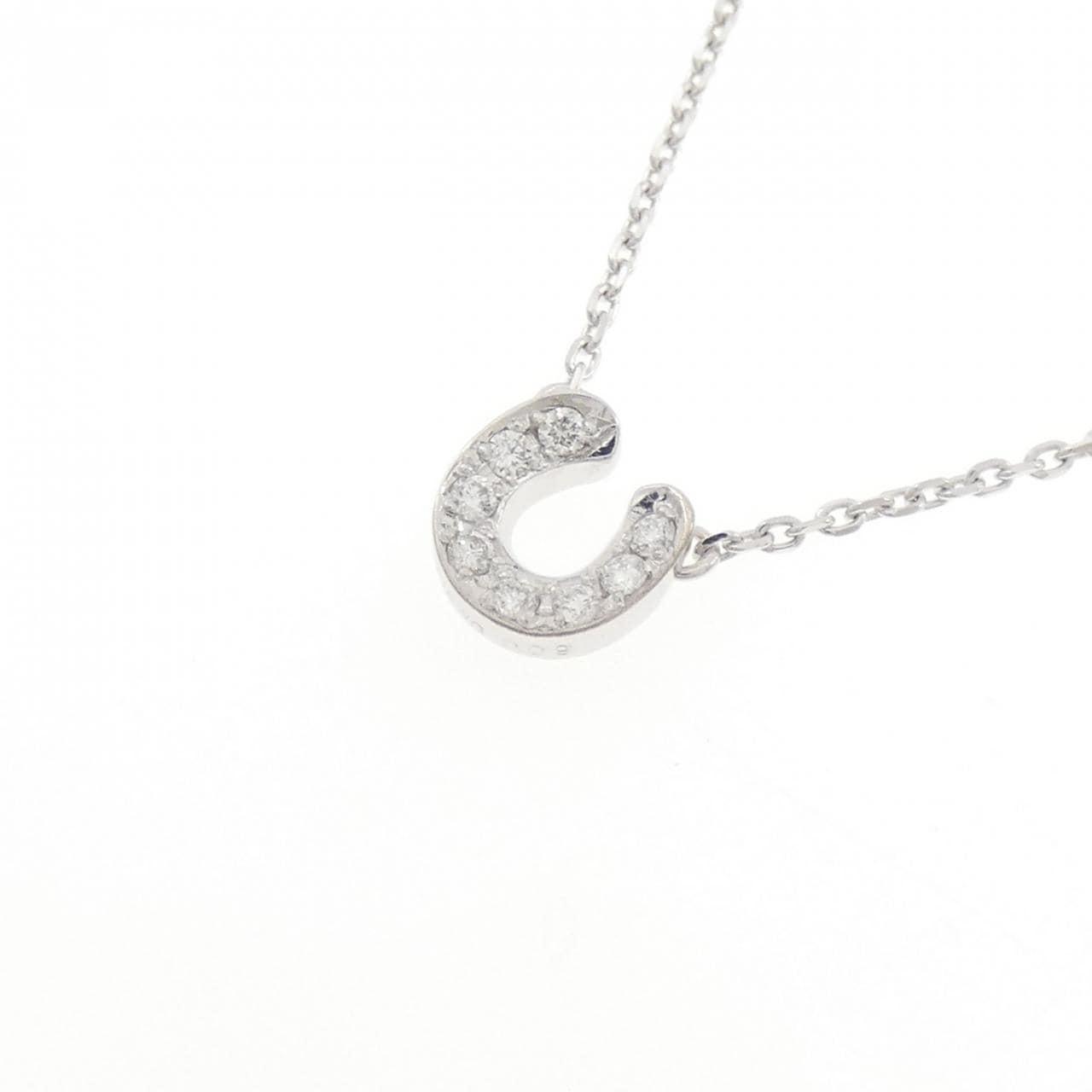 K18WG ホースシュー ダイヤモンド ネックレス 0.09CT