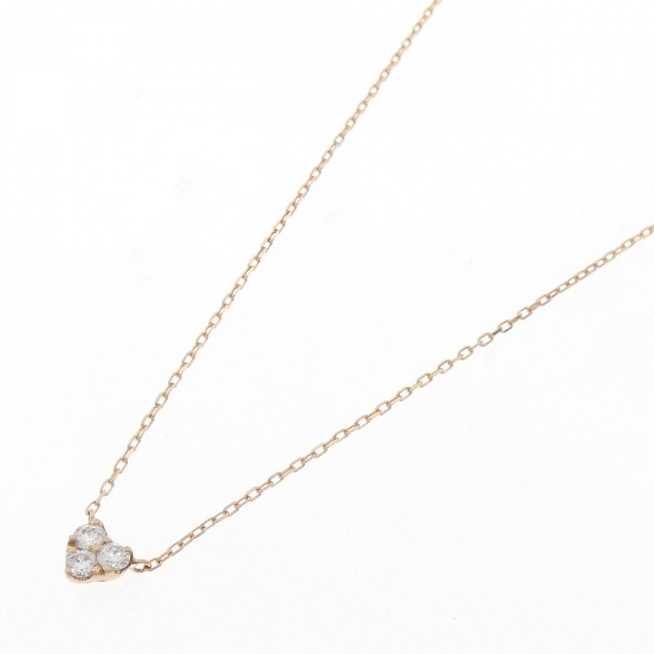 K18PG ハート ダイヤモンド ネックレス 0.11CT