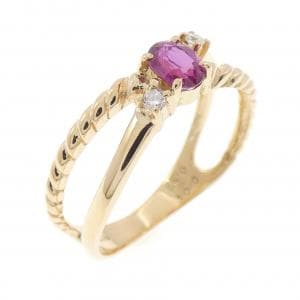 K18YG ルビー リング 0.35CT