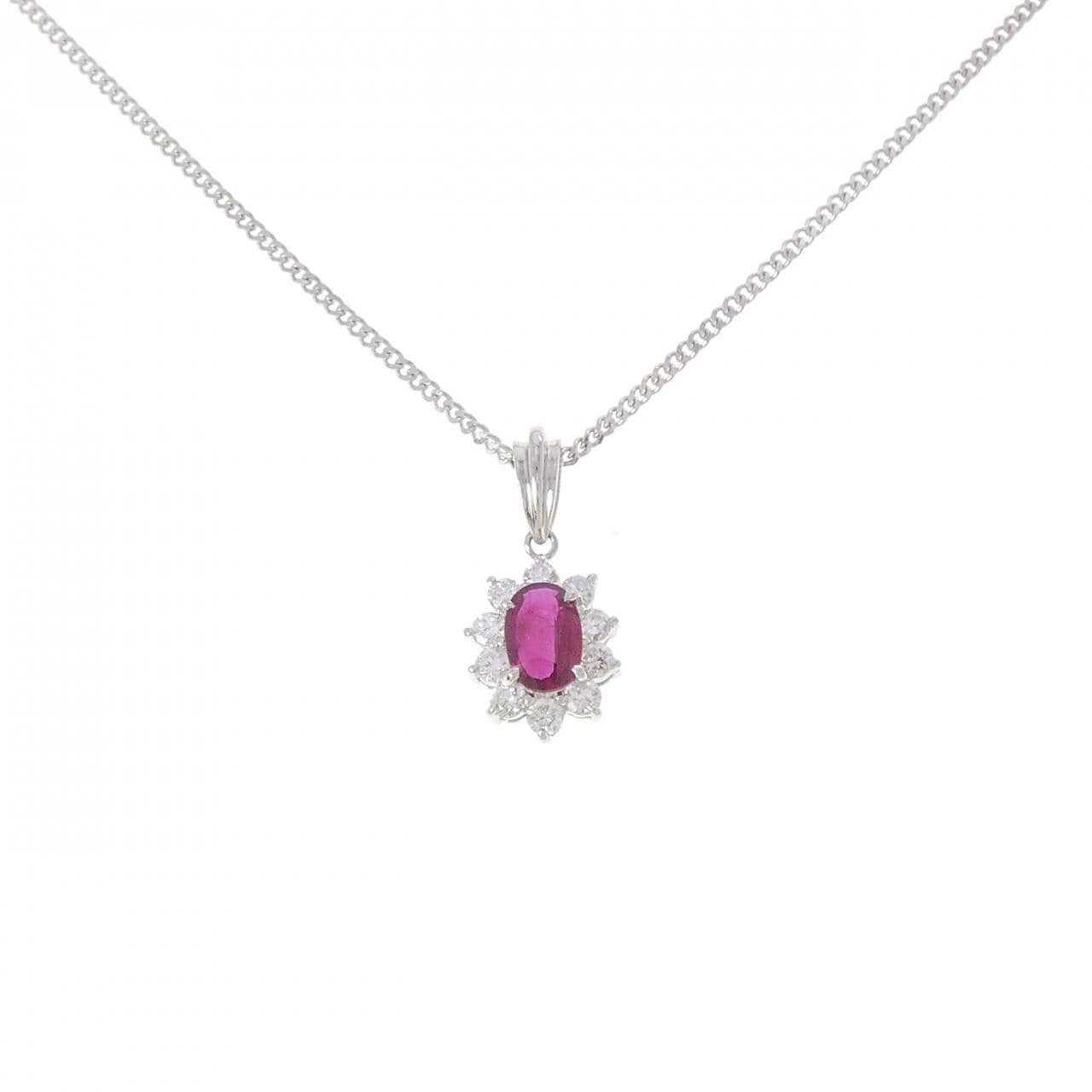 PT900/PT850 ルビー ネックレス 0.76CT