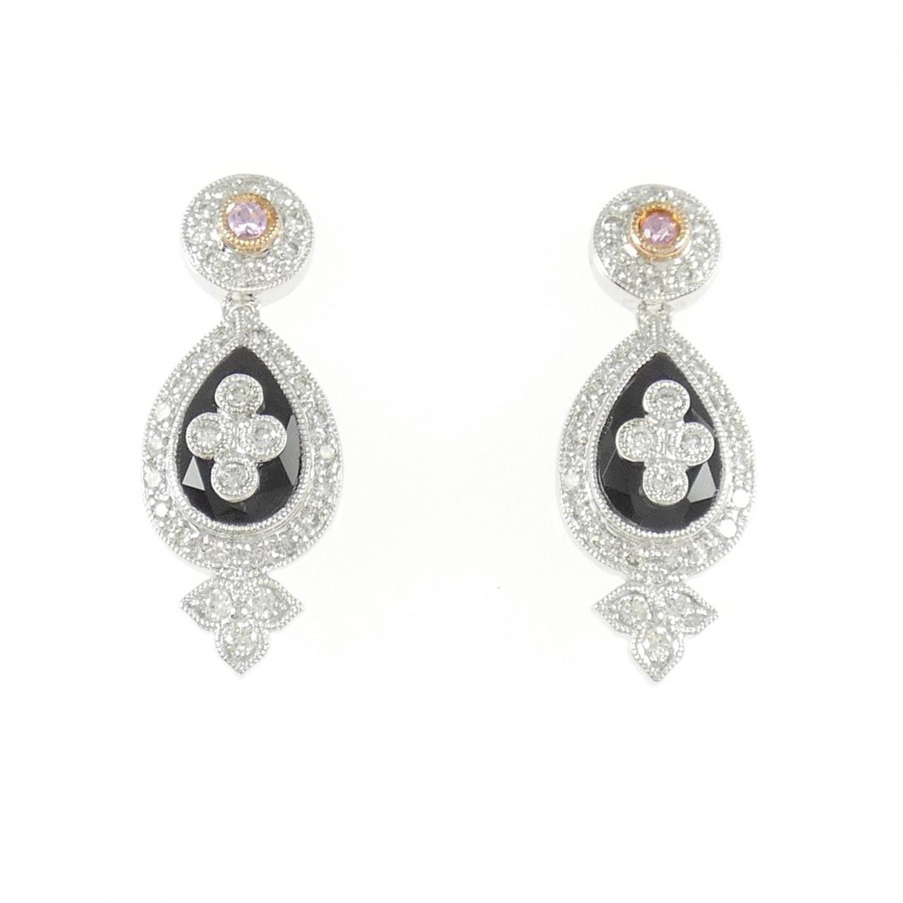 K18WG/K18PG color stone earrings
