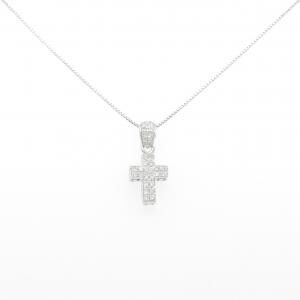 750WG/K18WG クロス ダイヤモンド ネックレス 0.32CT
